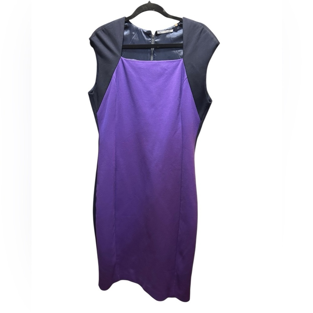 Tahari Purple and Black Midi Dress size 12